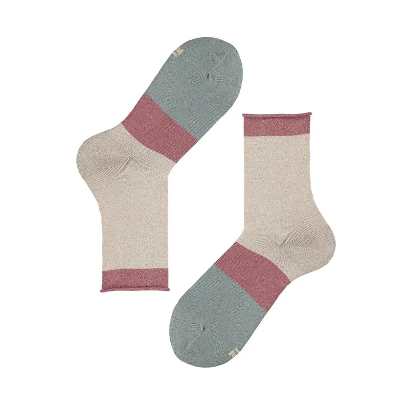 Women's color block lurex socks